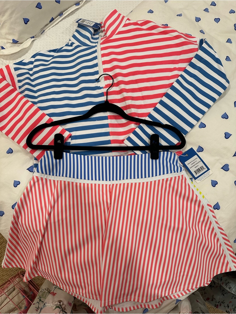 Addison Bay Blue and Red Striped Set
